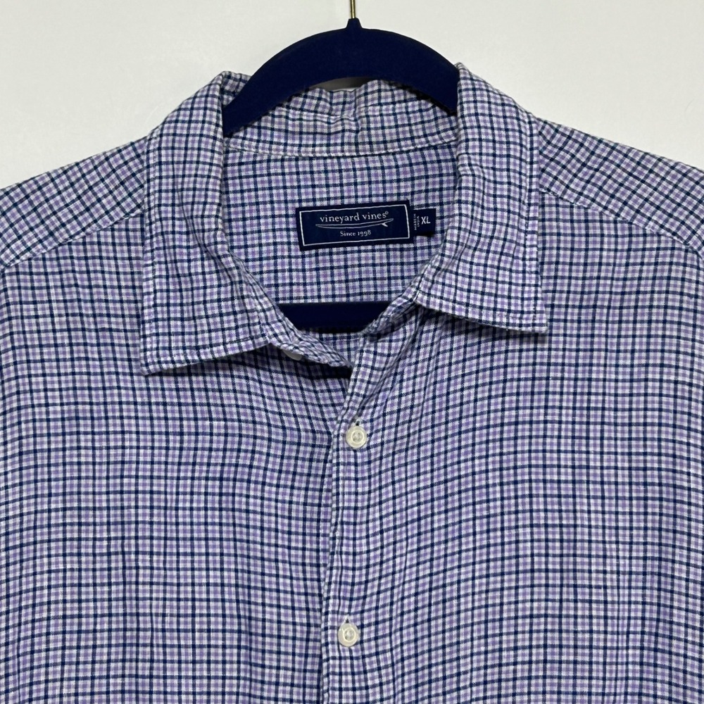 Vineyard Vines‎ 100% Linen Shirt Men's Plaid Long Sleeve Button Down XL Coatal
